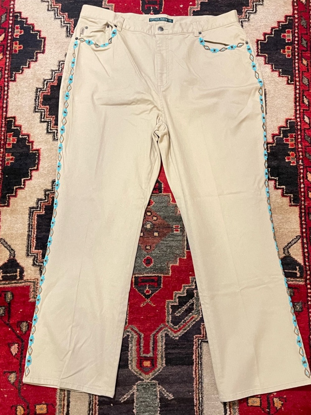 Vintage Lauren Ralph Lauren beaded bootcut khaki jeans